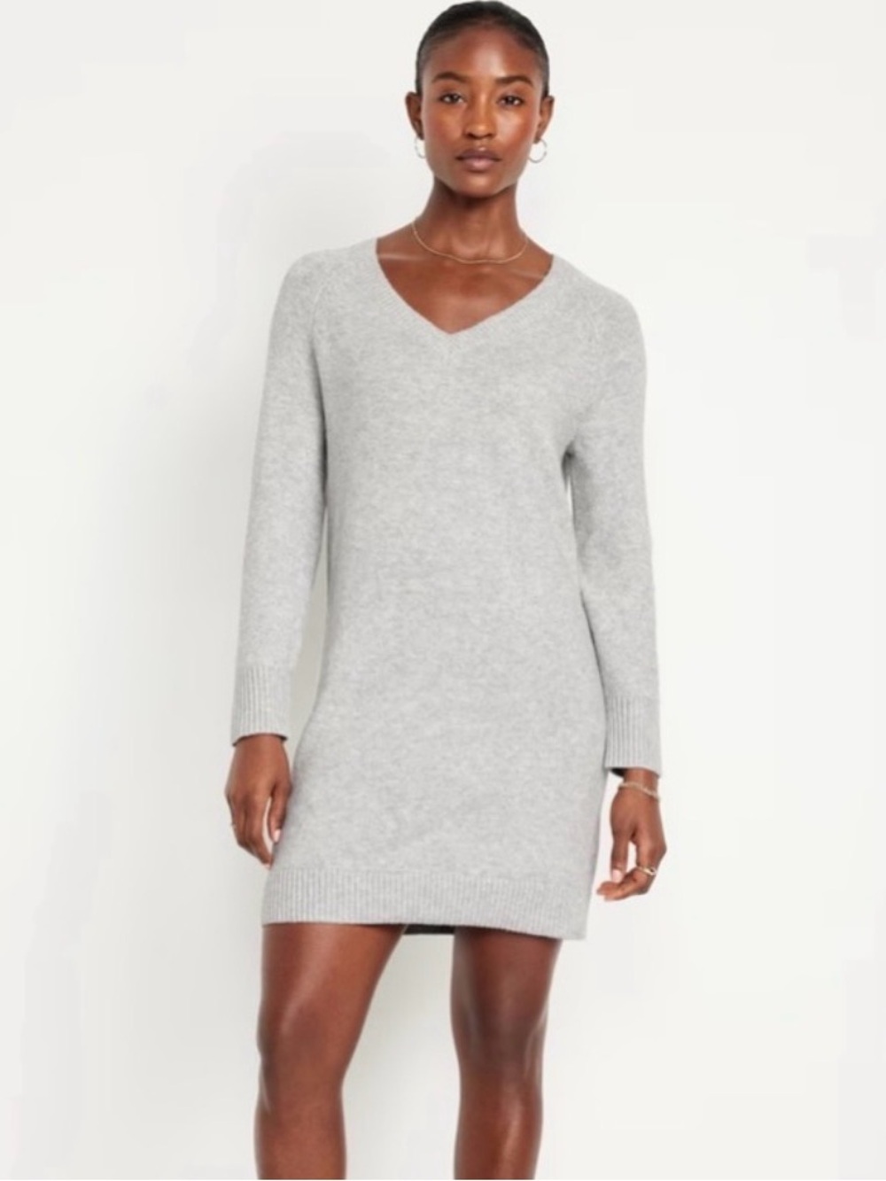 Old Navy Gray Long Sleeve Mini Sweater Dress M Tall